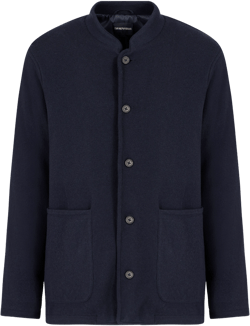 Cardigan Button Blazer In Navy Blue