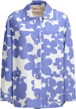 Floral-print Shirt Jacket In Purple/white