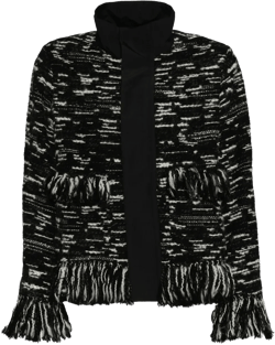 fringed-edge knitted jacket