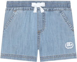 logo-embroidered denim shorts