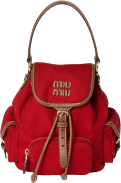 Miu Miu Women's Red Canvas And Leather Backpack