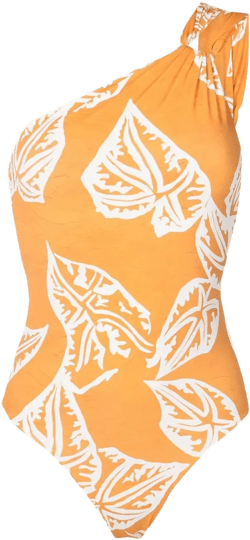 asymmetric graphic-print swimsuit