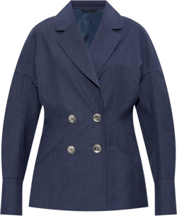 Double-breasted Buttoned Blazer In Navy