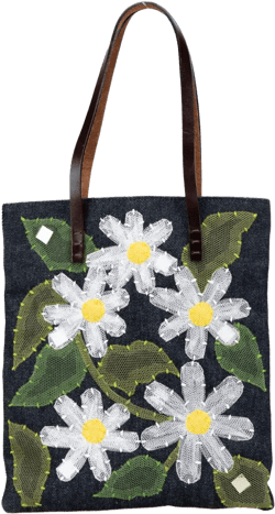 2000-2010 Denim Floral Applique tote bag