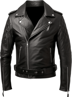 Mens Black Real Lambskin Leather Biker Jacket | Asymmetric Zip | Quilted Sleeves | Belted Slim Fit | Classic Style X-Large Black