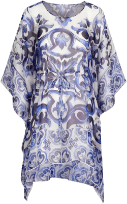 Majolica-print silk kaftan