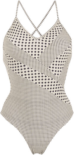 polka-dot print panelled swimsuit