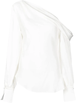 Alice satin-finish one-shoulder blouse
