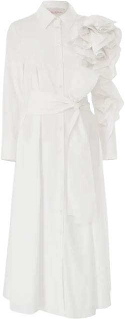 floral-appliqué midi shirt dress 