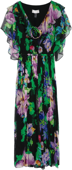 floral-print silk midi dress