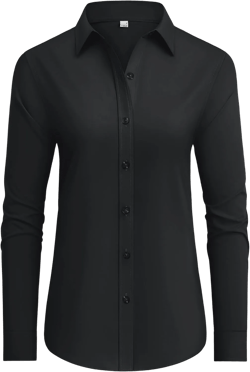siliteelon Button Down Shirts Dress Shirts for Women Long Sleeve Womens Work Shirts Regular Fit Cotton Dress Shirts Small Black