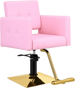 Styling Chair for Hair Stylist,Wide Seat Hydraulic Hair Salon Barber Chair, 360° Swivel,Beauty Spa Cosmetology Shampoo Hairdressing Braiding Tattoo Armchair for Women Men Pink Gold