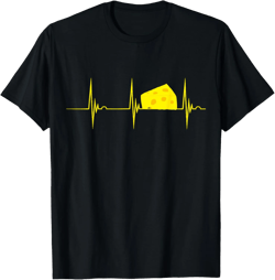 Cheese Heartbeat EKG Pulse Brie Gouda Cheddar T-Shirt : Clothing, Shoes & Jewelry