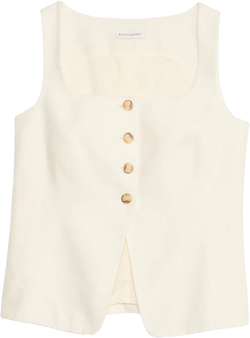 Linen Square-Neck Long Vest