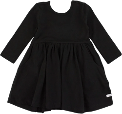 RuffleButts Girls Knit Long Sleeve Twirl Dress, Black , 10