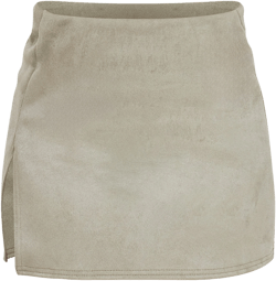 Sage Green Faux Suede Split Hem A Line Mini Skirt