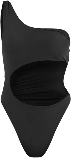 Black One Shoulder Cut Out Swimsuit