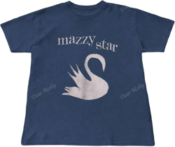 Mazzy Star Women Casual Round Neck T-Shirt, Cute Swan Cartoon Print, Band Short Sleeve Tee, Gift For Her, Retro 90s Band T-Shirt, Suitable For All Seasons