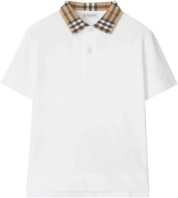 Burberry Check Collar Cotton Polo Shirt