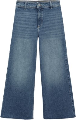 MANGO Catherin Raw Hem High Waist Wide Leg Culotte Jeans