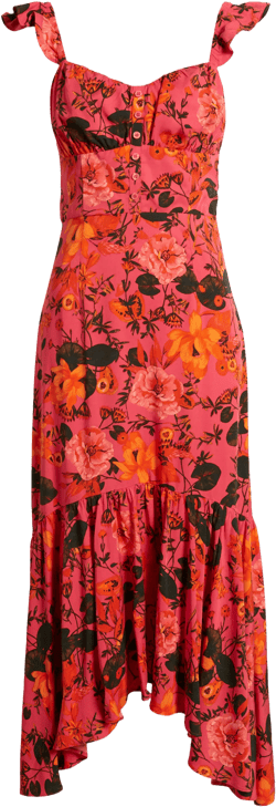 Chelsea28 Floral Ruffle Strap Handkerchief Hem Dress