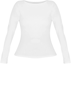Shape White Built In Bra Sculpt Boat Neck Long Sleeve T-shirt