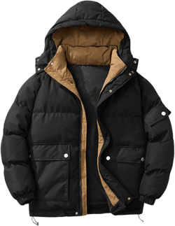 Men's Winter Coat Warm Puffer Jacket Detachable Hood Thickened Quilted Jackets Ski Outerwear with Pockets