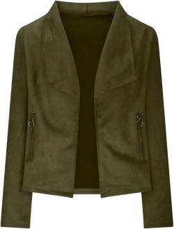 Women's Faux Suede Jacket Open Front Long Sleeve Outwear Suit Jacket Blazer Coat