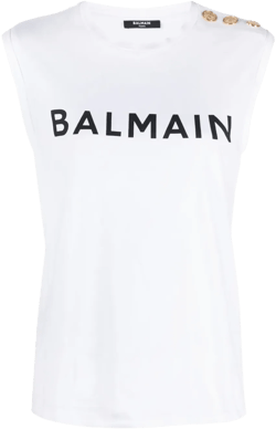 logo-print cotton tank top