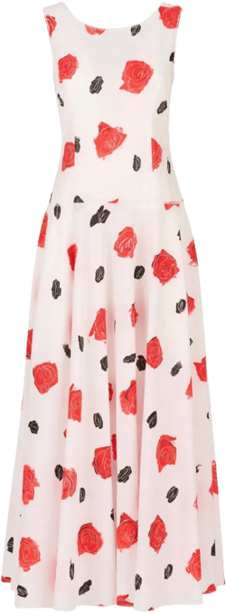 rose-print midi dress