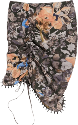floral-print mini skirt