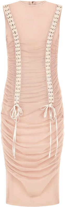 draped tulle midi dress