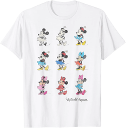Disney Mickey And Friends Minnie Mouse Through The Years Short Sleeve T-Shirt,Small