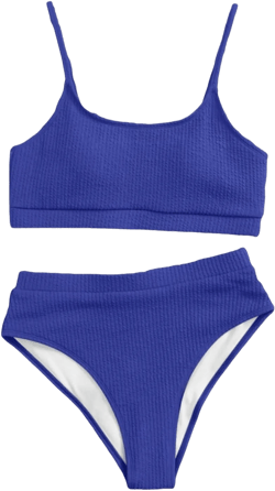 Women Retro Sexy High Waisted Bathing Suit Racerback Bikini Swimsuits Top Swimsuits for Women Blue X-Large