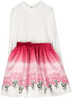 floral-print belted-waist dress