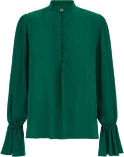 flared-cuff blouse