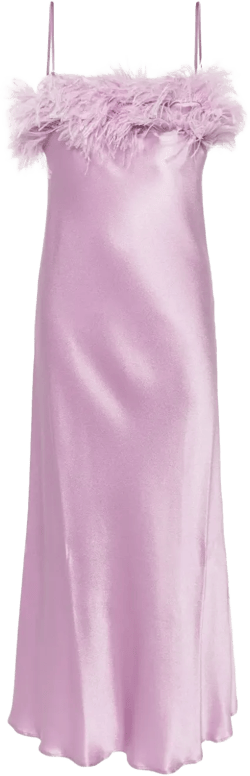 Ligorio feather-trim midi dress