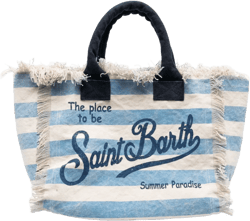 Vanity striped cotton beach bag