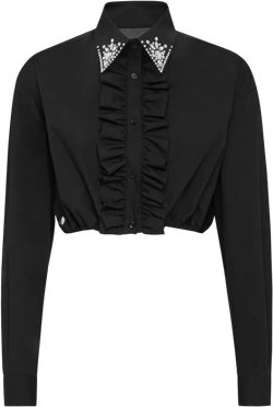 ruffled cotton cropped shirt
