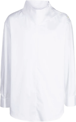 oversized-pointed collar cotton shirt 