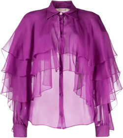 layered draped sheer shirt 