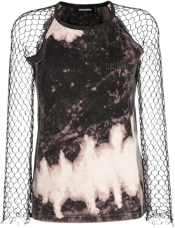 abstract pattern mesh sleeve top