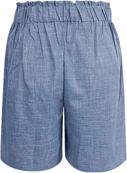 Women's Elastic Waist Wide Leg Shorts Ruffled Solid Work Shorts with Pockets Swimsuit with Shorts for Women Blue X-Large