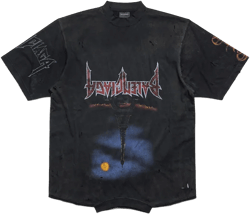 Paris Moon Upside Down T-shirt Oversized in Black Faded