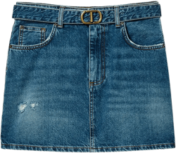 logo-plaque denim skirt 