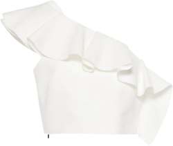 ruffle-trim one-shoulder cady blouse