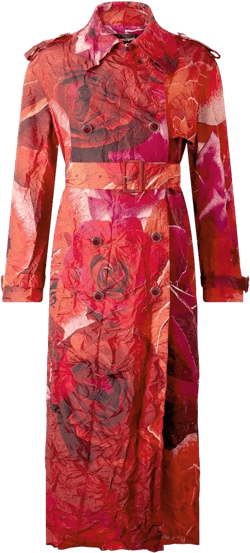 rose-print trench coat