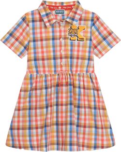 gingham-print cotton shirt dress