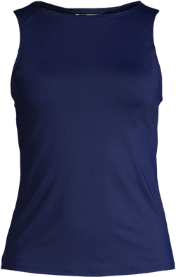 Lands' End Women's Mastectomy High Neck UPF 50 Sun Protection Modest Tankini Swimsuit Top - 10 - Deep Sea Navy
