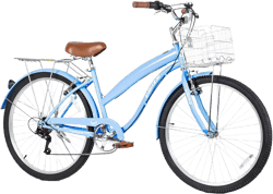 WEIZE Beach Cruiser Bike, 26 inch Commuter Bicycle for Adult, 7-Speed Comfortable City Bikes with Rear Rack or Basket, Multi Colors